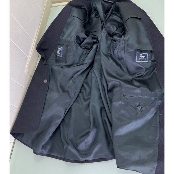 VTG Burberry 2 Piece Suit 42R Blazer 36X30 Pants Ventless Pinstripe USA Made - Picture 4 of 16